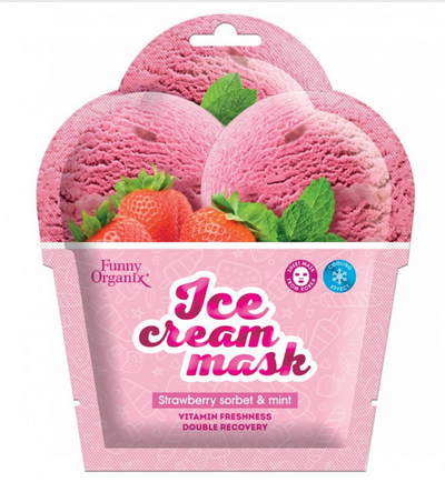 Ice Cream Frosty Freshness Sheet Mask Strawberry Sorbet and Mint Korean Funny Organix - Belcosmet