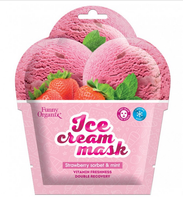 Ice Cream Frosty Freshness Sheet Mask Strawberry Sorbet and Mint Korean Funny Organix - Belcosmet