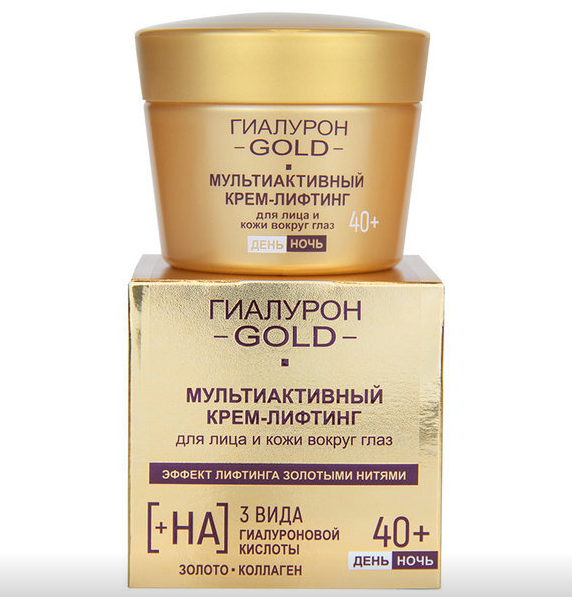 Multi Active Lifting Day & Night Cream for Face and Eyes 40+ Hyaluron Gold Belita