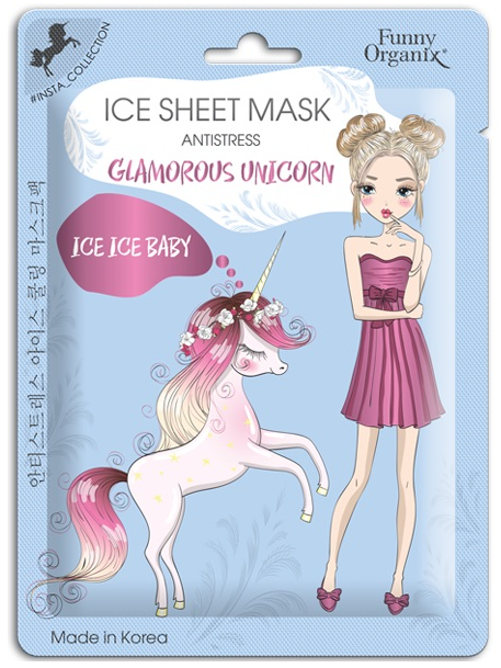 Skin Stress Relief Ice Sheet Mask Glamorous Unicorn Funny Organix
