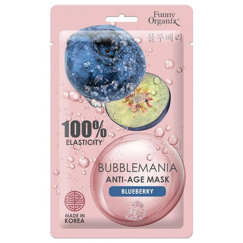 Anti Age Facial Sheet Mask Wild Blueberry Bubblemania Korean Beauty Secret Funny Organix | Belcosmet
