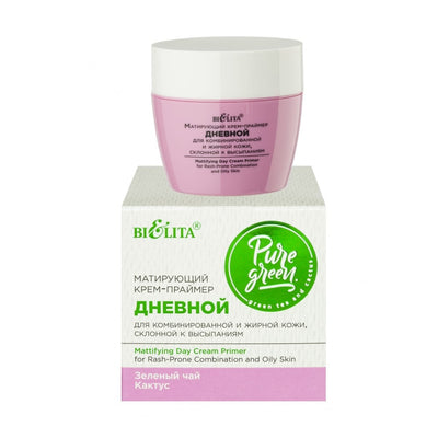 Mattifying Day Cream Primer for Rash Prone Combination and Oily Skin Pure Green Belita | Belcosmet