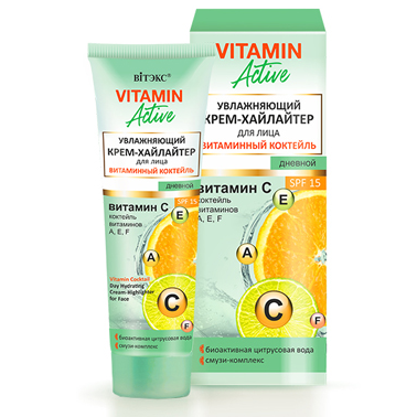 Moisturizing Day Cream Highlighter for Face Vitamin Cocktail SPF 15 Vitamin Active Belita | Belcosmet