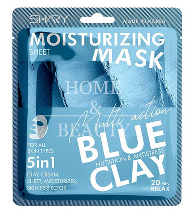Moisturising and Nutrition Sheet Face Mask Blue Clay 5 in 1 Korean Shary - Belcosmet