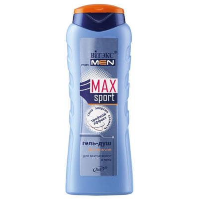 For Men Max Sport. Men’s shower gel for hair and body. Triple effect | Belcosmet