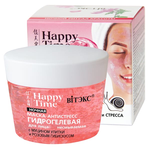 Facial Night Mask Antistress Hydrogel with Snail Mucin and Pink Hibiscus Happy Time Belita | Belcosmet