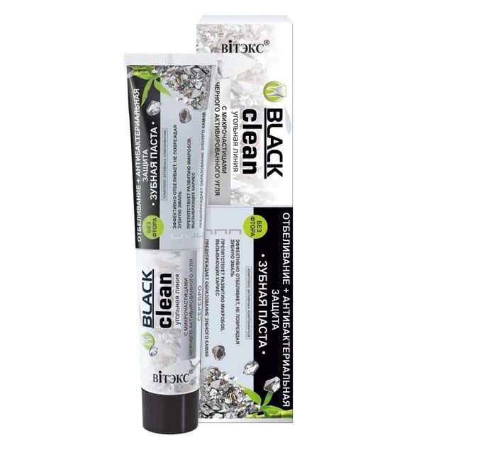 Black Clean Teeth Whitening Antibacterial Protection Toothpaste 85g box | Belcosmet
